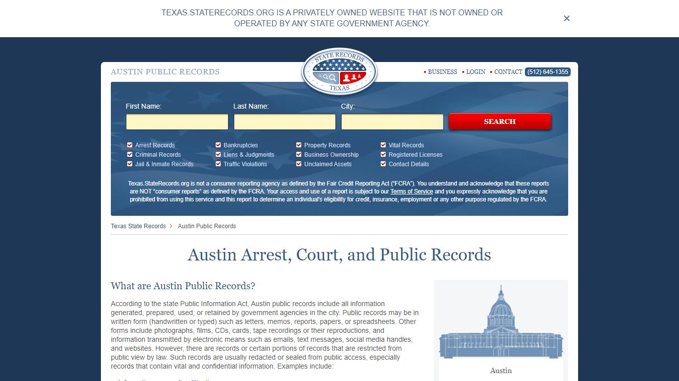 Austin Arrest and Public Records | Texas.StateRecords.org